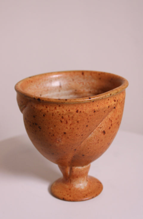 Speckled Orange Footed Goblet Bowl