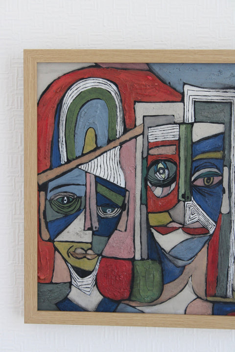 Angela Dickerson Red Blue Chorus Original Framed Artwork