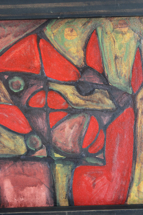 Vintage Mid Century Abstract Oil Painting Signed G. Per | Original Modernist Wall Art