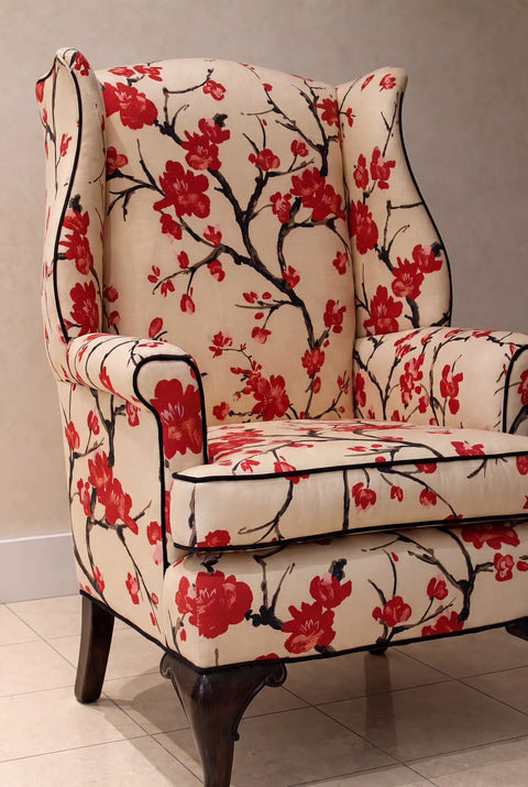 Vintage Floral Wingback Accent Chair | Traditional Upholstered Lounge Chair