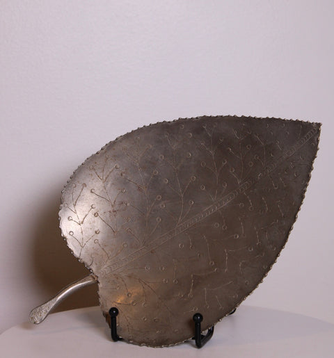 Large Brutalist Brass Leaf Tray