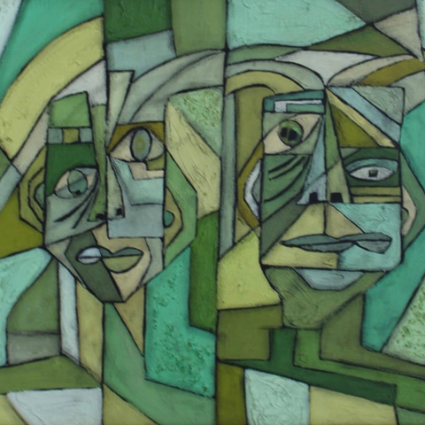 Angela Dickerson Emerald Conversation Original Framed Artwork