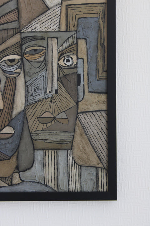 Angela Dickerson Neutral Pair Original Framed Artwork