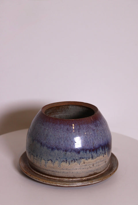 Dorchester Pottery Purple Drip Planter With Saucer