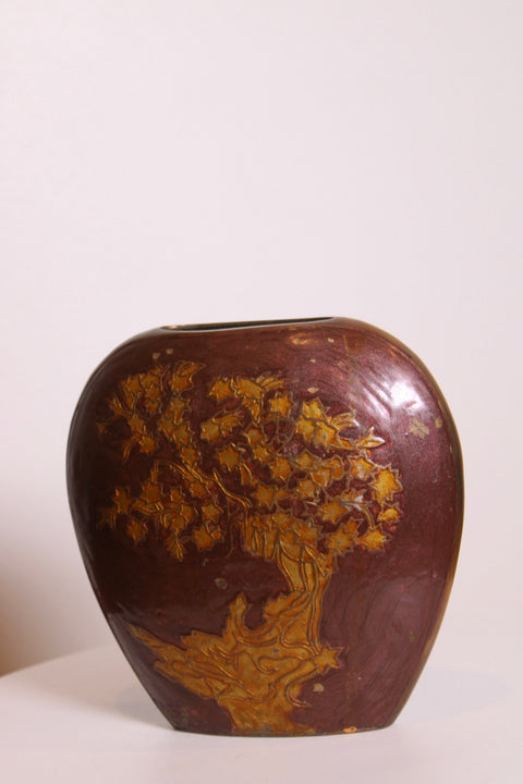 Copper Tree Scene Decorative Vase