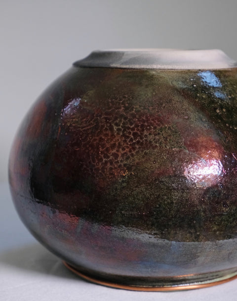 Vintage “Curtis Scott” Multicolored Raku Pot