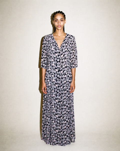 Vintage Black Floral Button-Front Dress — product detail