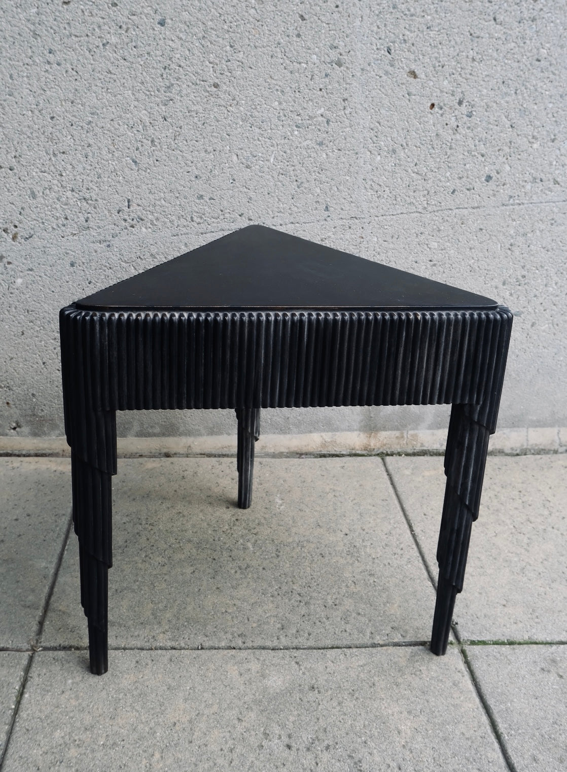 Black Small Fluted Carved Side Table (Vintage) (SOLD)