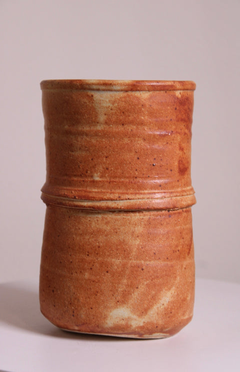 Orange Cream Speckled Cylinder Vase