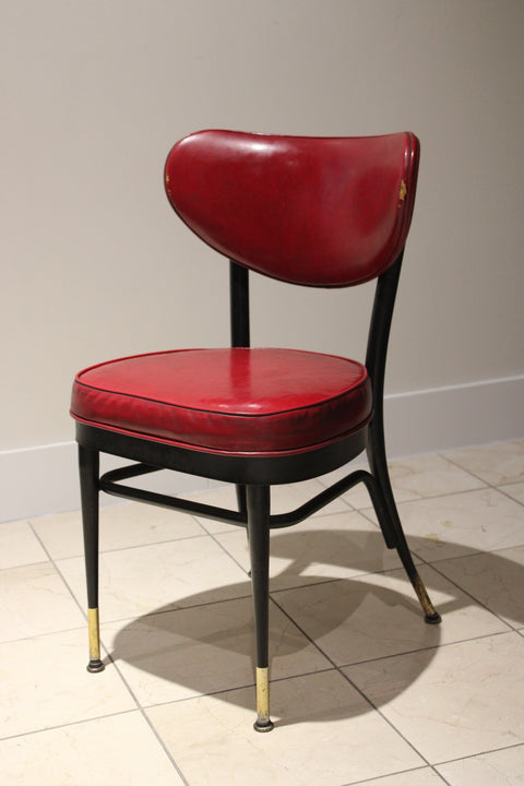 Vintage Mid-Century Red Vinyl Diner Chairs (Pair) | Chrome & Black Dining Chairs