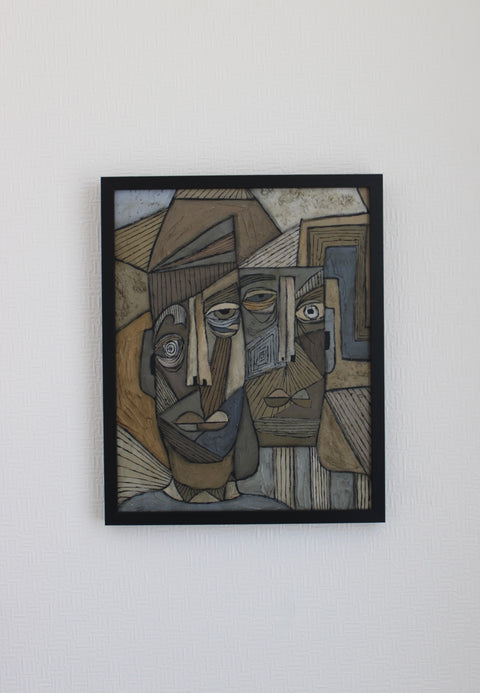 Angela Dickerson Neutral Pair Original Framed Artwork