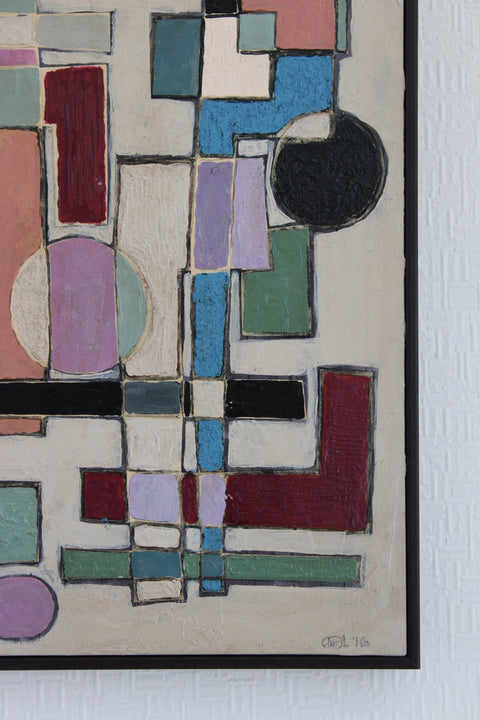 Angela Dickerson Pastel City Grid Original Framed Artwork