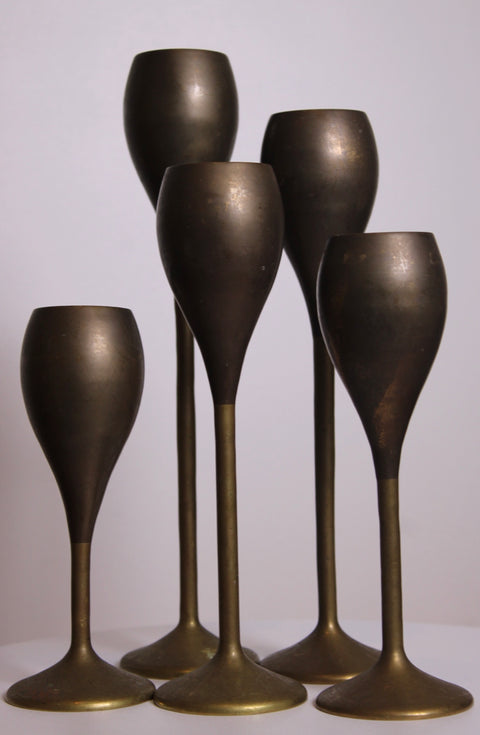 Set of Five Brass Goblets