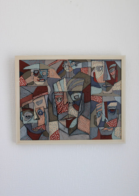 Angela Dickerson Gathered Faces Original Framed Artwork