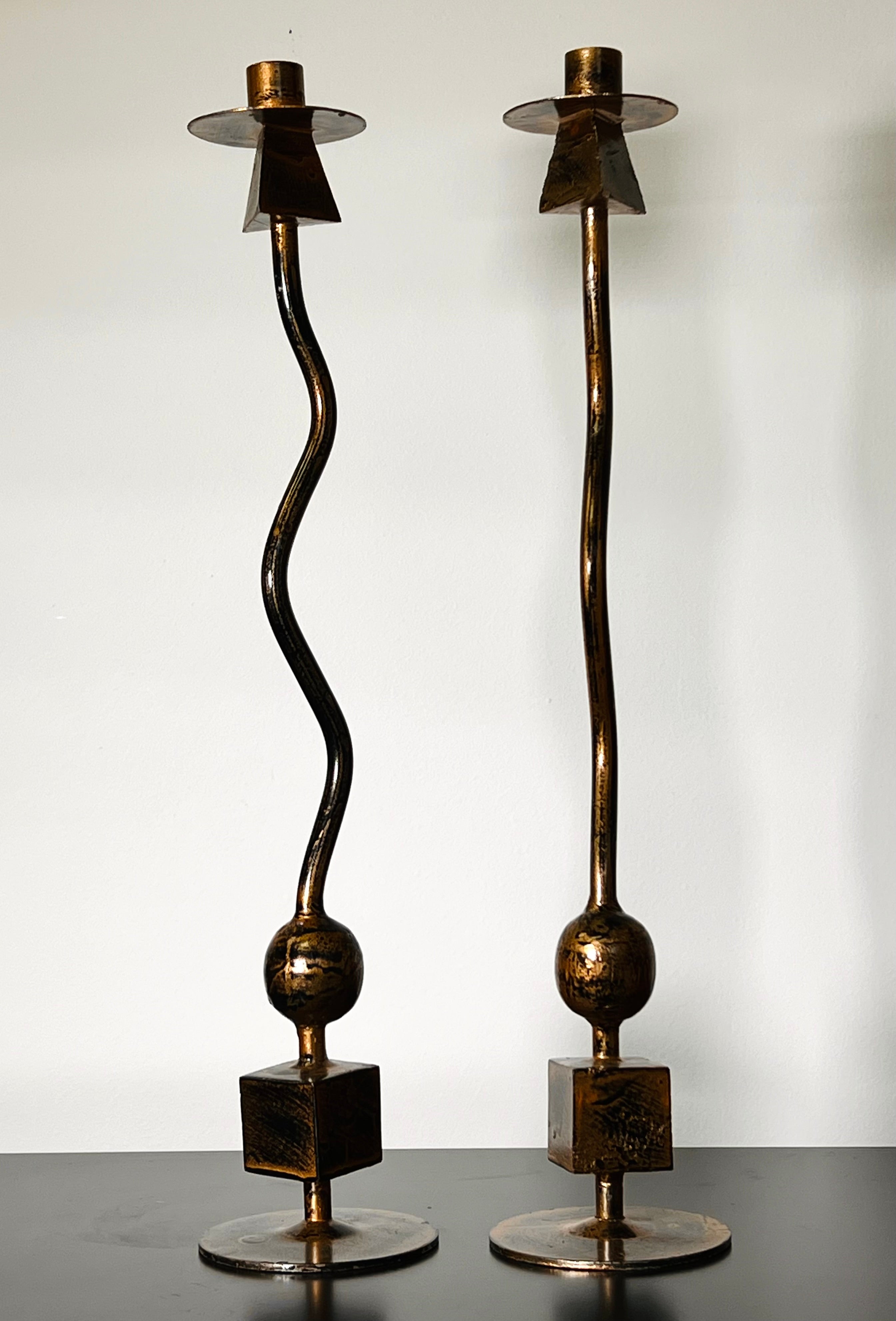Gold Heavy Cast Iron Candle Stick (Pair) (Vintage)
