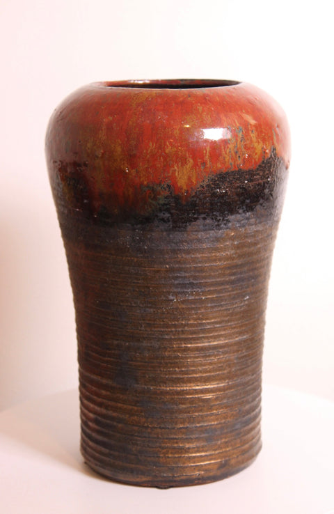 Tall Oxblood Studio Pottery Vase