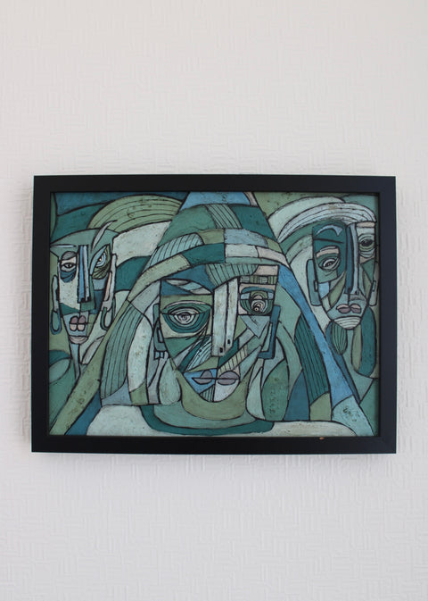 Angela Dickerson Hidden Faces Original Framed Artwork
