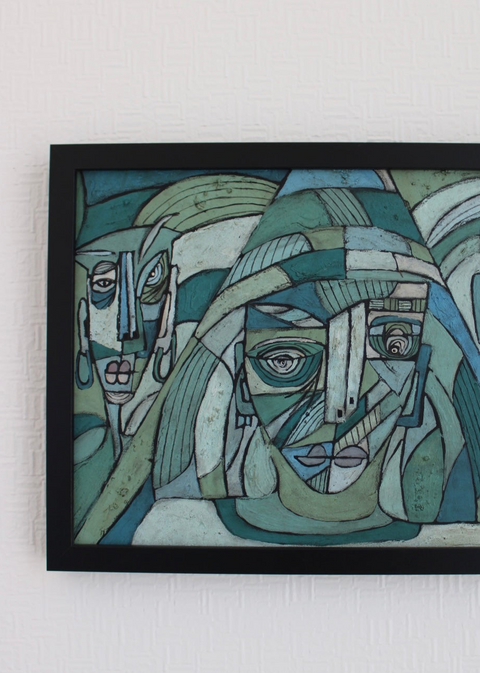 Angela Dickerson Hidden Faces Original Framed Artwork