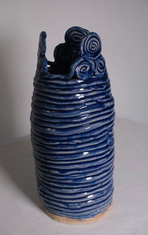 Blue Tall Studio Coil Pot