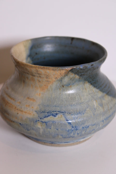 Vintage Blue Gray Studio Pottery Bowl Vase