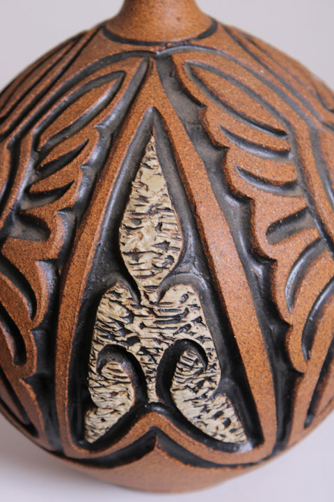 Carved Orb Studio Pottery Vase
