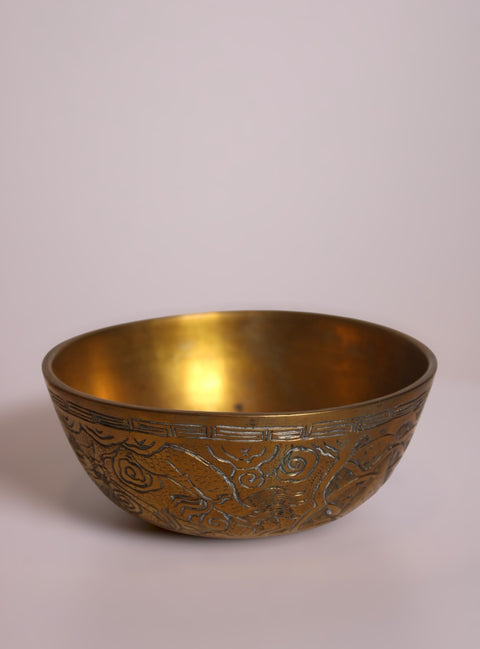 Etched Brass Dragon Bowl
