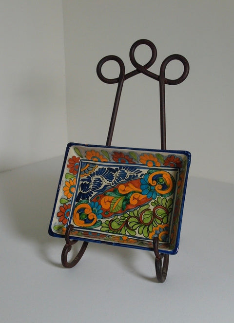 Vintage Talavera Yunquera Puebla Mexico Hand-Painted Rectangular Serving Tray