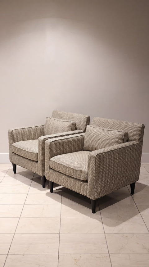 Square Reupholstered vintage Arm Chairs