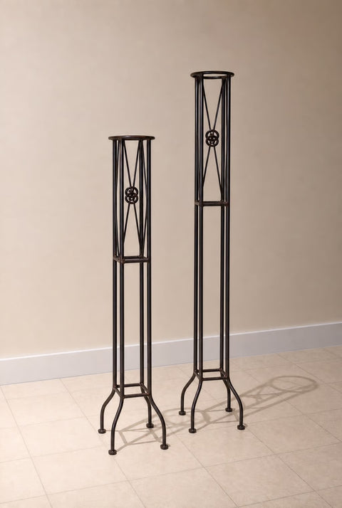 Set of Two Tall Wrought Iron Candle Stands