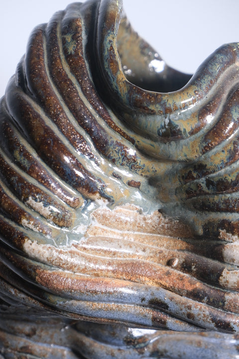 Vintage Enigmatic Blue/Brown Coil Vase