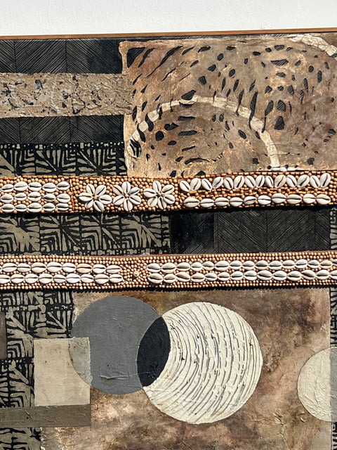“Ivory Coast” Mixed Media Natural Framed Abstract