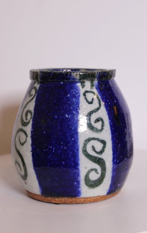 Blue White Scroll Studio Pottery Cachepot