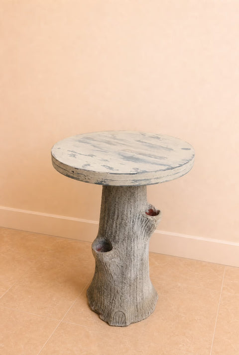 Vintage Faux Bois Tree Stump Side Table