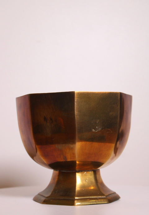 Faceted Brass Pedestal Bowl
