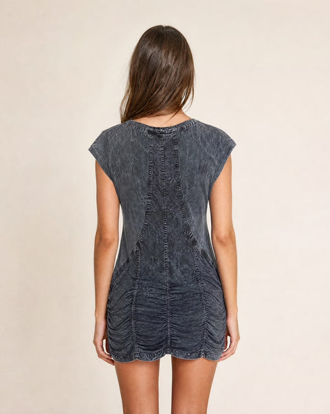 Vintage Charcoal Ruched Tunic Dress — product detail