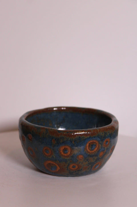 Blue Orange Ring Studio Pottery Bowl