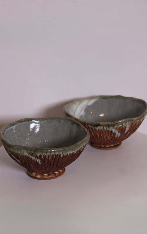 Drip Glaze Studio Pottery Bowls with Handle | Handcrafted Ceramic
