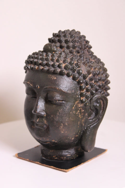 Buddha Head Sculpture Black Finish
