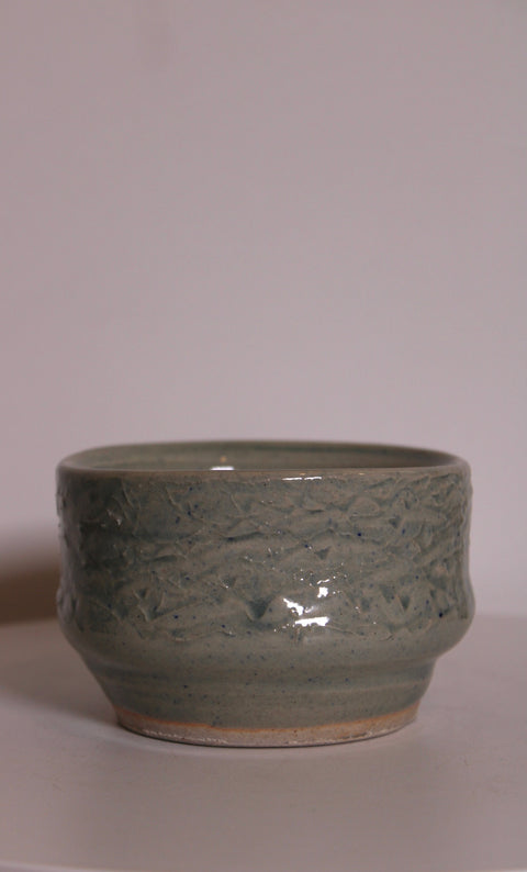 Pair of Celadon Studio Pottery Tea Bowls