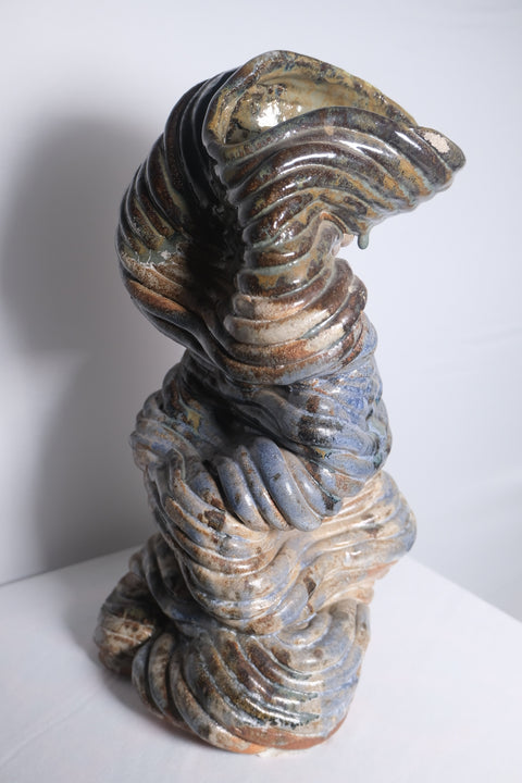 Vintage Enigmatic Blue/Brown Coil Vase