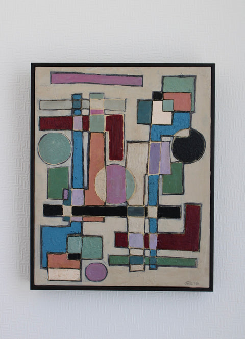 Angela Dickerson Pastel City Grid Original Framed Artwork