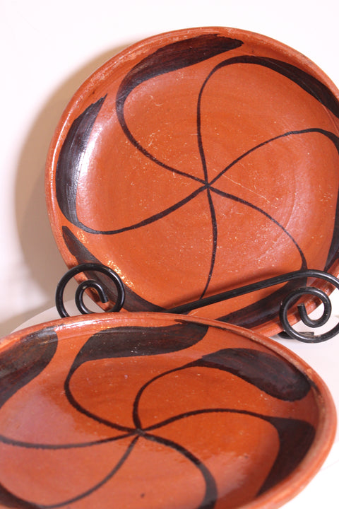 Convivencia Durango Morelos Terracotta Swirl Plates Pair