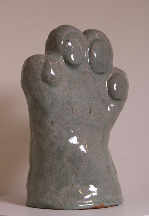 Gray Ceramic Paw Sculpture