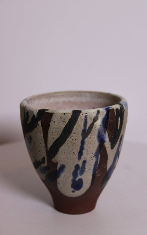 Abstract Brushwork Studio Pottery Cup