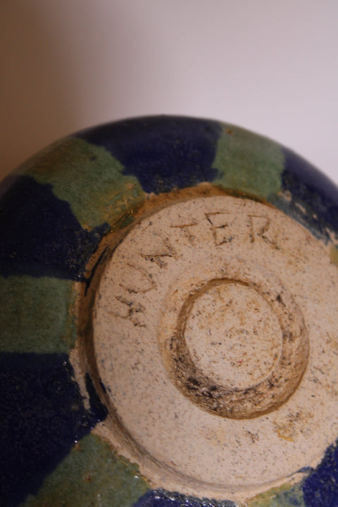 Blue Green Geometric Studio Pottery Bowl