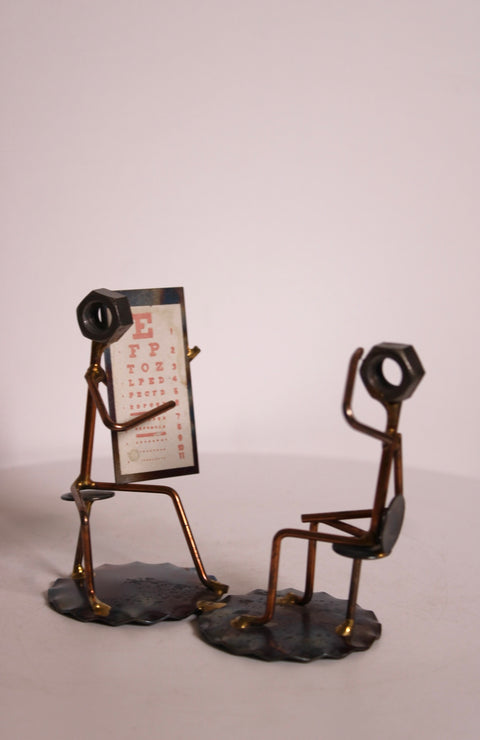 Miniature Metal Eye Exam Sculpture