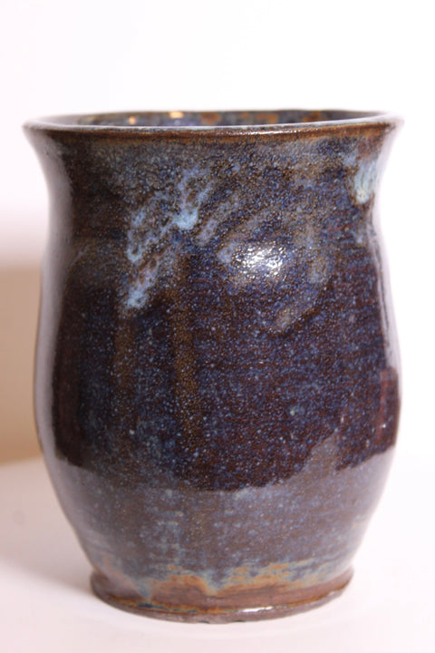 Dark Brown Studio Pottery Vase with Speckled Glaze
