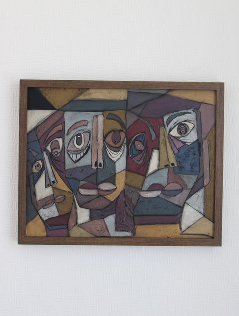 Angela Dickerson Five Faces Original Framed Artwork