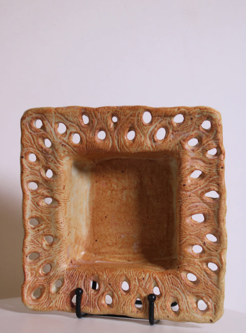 Handcrafted Pierced Studio Pottery Catchall Dish | Ceramic Tray