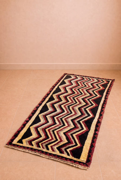 Vintage Turkish Red Chevron Kilim Rug – Handwoven Wool Geometric Area Rug